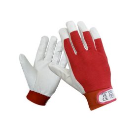   MAX Premium finom bőr védőkesztyű, piros pamut kézhát, állítható csuklórész 11"