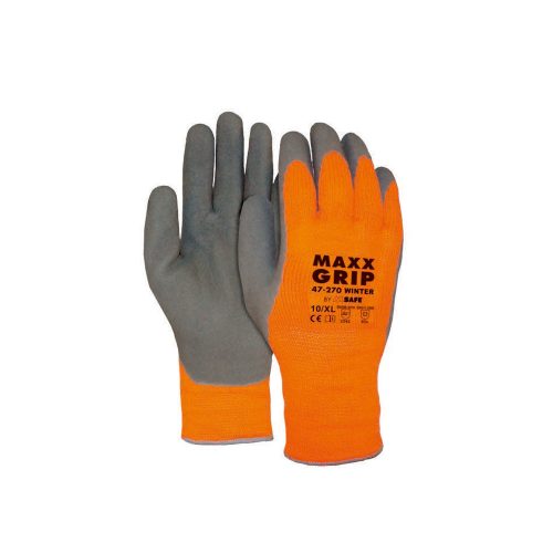 OXXA Maxx grip winter tenyérmártott latex bevonatos kesztyű, varrásmentes - narancs 10"