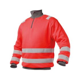   Dassy Denver jólláthatósági munkavédelmi pulóver piros/cementszürke színben